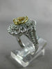 ESTATE LARGE 2.13CT WHITE & FANCY YELLOW DIAMOND 14K 2 TONE GOLD ENGAGEMENT RING