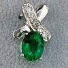 1.27CT DIAMOND & AAA EMERALD 14K WHITE GOLD OVAL & ROUND X LOVE FLOATING PENDANT
