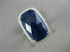 LARGE 6.13CT DIAMOND & AAA SLICED SAPPHIRE 14KT WHITE GOLD 3D HALO MILGRAIN RING