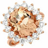 ESTATE LARGE 5.55CT DIAMOND & AAA MORGANITE 14KT ROSE GOLD 3D CLASSIC OVAL RING