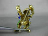 ANTIQUE EXTRA LARGE MULTI COLOR ENAMEL 14KT YELLOW GOLD DANCING CLOWN BROOCH PIN