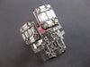 EXTRA LARGE 3.79CT DIAMOND 18K WHITE GOLD ROUND & BAGUETTE MULTI SQUARE FUN RING