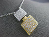 ESTATE LARGE .88CT DIAMOND 18KT WHITE & YELLOW GOLD 3D DOUBLE SQUARE FUN PENDANT
