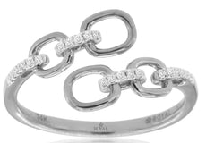 ESTATE .06CT DIAMOND 14KT WHITE GOLD ROUND OVAL LOVE KNOT CRISS CROSS FUN RING
