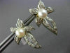 LARGE .50CT DIAMOND & AAA SOUTH SEA PEARL 14K WHITE GOLD 3D FLOWER LEAF EARRINGS