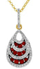 .63CT DIAMOND & AAA RUBY 14KT YELLOW GOLD MULTI ROW TEAR DROP FLOATING PENDANT
