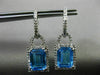 ESTATE 3.98CT DIAMOND & BLUE TOPAZ 14KT WHITE GOLD HALO HANGING EARRINGS #25034