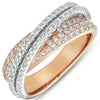 WIDE .93CT DIAMOND 14KT WHITE & ROSE GOLD MULTI ROW CRISS CROSS PAVE X LOVE RING
