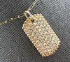 ESTATE .98CT DIAMOND 14KT YELLOW GOLD PAVE RECTANGULAR DOG TAG FLOATING PENDANT