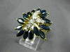 ESTATE LARGE 3.40CT DIAMOND & AAA SAPPHIRE 14K 2 TONE GOLD 3D FLOWER RING 20815