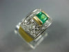 ANTIQUE WIDE 1.25CT DIAMOND & AAA EMERALD 14KT 2 TONE GOLD ENGAGEMENT RING #2008