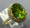 LARGE 3.40CT DIAMOND & AAA PERIDOT 14KT YELLOW GOLD 3D OVAL HALO ENGAGEMENT RING