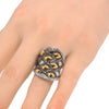 ESTATE LARGE HANDCRAFTED 18KT YELLOW GOLD & 925 SILVER 3D MULTI ROW FUN RING