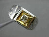 ESTATE .20CT OLD MINE DIAMOND 14KT TWO TONE GOLD SQUARE MENS GYPSY RING #1234