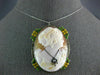 ANTIQUE LARGE .05CT DIAMOND & ENAMEL 14KT WHITE GOLD LADY CAMEO BROOCH PENDANT