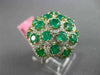 ESTATE LARGE 4.87CT DIAMOND & AAA EMERALD 18KT 2 TONE GOLD FLOWER CLUSTER RING