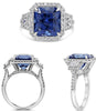 LARGE 8.3CT DIAMOND & AAA SAPPHIRE PLATINUM TRAPEZOID & EMERALD CUT 3 STONE RING