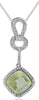 3.77CT DIAMOND & AAA LEMON QUARTZ 14KT WHITE GOLD 3D CUSHION & ROUND PENDANT