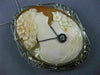 ANTIQUE MASSIVE OLD MIND DIAMOND 14K WHITE GOLD 3D LADY CAMEO PIN PENDANT #25578