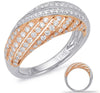 WIDE .73CT DIAMOND 14KT WHITE & ROSE GOLD MULTI ROW CRISS CROSS DOME SHAPE RING