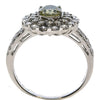 2.05CT WHITE & FANCY YELLOW DIAMOND 18KT WHITE GOLD OVAL & ROUND ENGAGEMENT RING