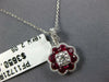 1.13CT DIAMOND & AAA RUBY 18KT WHITE GOLD ROUND FILIGREE FLOWER FLOATING PENDANT