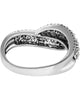 ESTATE .76CT DIAMOND 18KT WHITE GOLD 3D ROUND DOUBLE LEAF CRISS CROSS LOVE RING