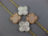 LARGE 4.32CT WHITE & PINK DIAMOND 18K TRI COLOR GOLD FLOWER BY THE YARD NECKLACE