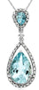LARGE 2.0CT DIAMOND & AAA AQUAMARINE 14KT WHITE GOLD TEAR DROP FLOATING PENDANT