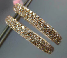 LARGE 6.08CT PINK DIAMOND 18KT ROSE GOLD MULTI ROW INSIDE OUT 3D HOOP EARRINGS