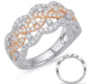 ESTATE WIDE .81CT DIAMOND 14KT WHITE & ROSE GOLD MULTI ROW INFINITY LOVE RING