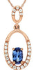 .34CT DIAMOND & AAA TANZANITE 14KT ROSE GOLD 3D OVAL & ROUND FLOATING PENDANT