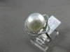 ESTATE LARGE .36CT DIAMOND 14KT WHITE GOLD 3D SOUTH SEA PEARL OPEN FLOWER RING