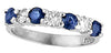 0.78CT DIAMOND & AAA SAPPHIRE 14KT WHITE GOLD 3D 7 STONE ROUND ANNIVERSARY RING