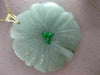 ESTATE EXTRA LARGE AAA JADE 14K YELLOW GOLD 3D HANDCRAFTED FLOWER PENDANT #26192