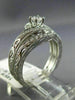 ESTATE WIDE .50CT DIAMOND 14K WHITE GOLD 3D FILIGREE WEDDING ENGAGEMENT RING SET