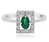 .59CT DIAMOND & AAA EMERALD 14K WHITE GOLD 3D OVAL & ROUND SQUARE SOLITAIRE RING