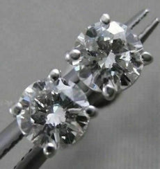 ESTATE .85CTW DIAMOND 5MM STUD 14KT WHITE GOLD SCREWBACK EARRINGS FG VSSI #21269