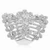 EXTRA LARGE 3.34CT DIAMOND 18KT WHITE GOLD MULTI FLOWER FILIGREE COCKTAIL RING