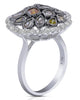 LARGE 3.05CT WHITE & MULTI COLOR MULTI SHAPE DIAMOND 18KT WHITE GOLD BEZEL RING