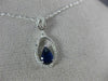 ESTATE .62CT DIAMOND & AAA SAPPHIRE 14K WHITE GOLD 3D TEAR DROP FLOATING PENDANT