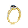 .86CT DIAMOND & AAA SAPPHIRE 14KT YELLOW GOLD 3D EMERALD CUT & ROUND SQUARE RING