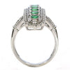 LARGE 1.26CT DIAMOND & AAA EMERALD 18K WHITE GOLD FILIGREE MILGRAIN 5 STONE RING