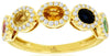 1.16CT DIAMOND & AAA MULTI COLOR SAPPHIRE 14KT YELLOW GOLD OVAL & ROUND FUN RING