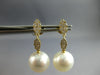 ESTATE LARGE .45CT DIAMOND & AAA SOUTH SEA PEARL 18KT YELLOW GOLD CLASSIC LEAF EARRINGS