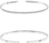 ESTATE .31CT DIAMOND 14KT WHITE GOLD 3D ROUND CLASSIC BAR CUFF BANGLE BRACELET