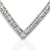 7.14CT DIAMOND 18K WHITE GOLD 3D ROUND & BAGUETTE SEMI ETERNITY V SHAPE NECKLACE