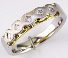 .20CT DIAMOND 14KT WHITE GOLD PRINCESS MATTE AND SHINY 5 STONE ETOILE MENS RING