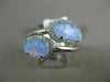 ESTATE .27CT DIAMOND & AAA OPAL 14KT WHITE GOLD 3D HALO CIRSS CROSS DOUBLE RING