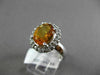ESTATE LARGE 2.48CT DIAMOND & AAA EXTRA FACET CITRINE 14KT WHITE GOLD HALO RING